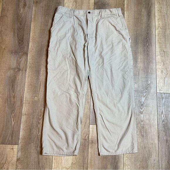 Carhartt Tan Carpenter Canvas Work Pants Jeans Size 40X30 B151 Hiking Painters - Picture 8 of 10